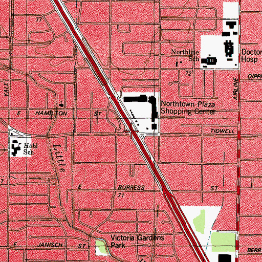Topographic Map of Interchange 54, TX