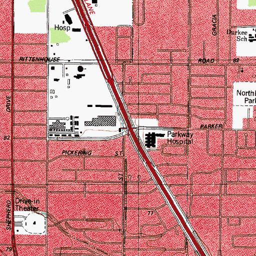 Topographic Map of Interchange 55A, TX