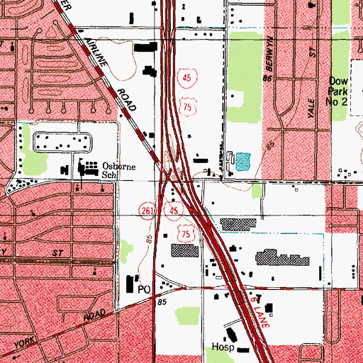 Topographic Map of Interchange 56A, TX
