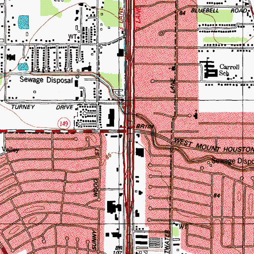 Topographic Map of Interchange 57B, TX