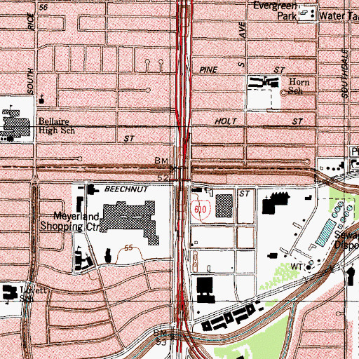 Topographic Map of Interchange 5A, TX