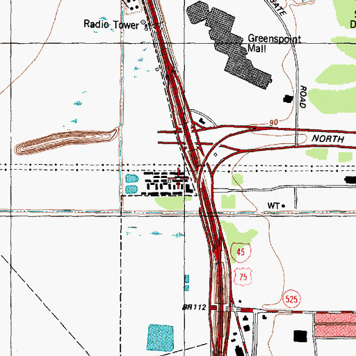 Topographic Map of Interchange 60A, TX