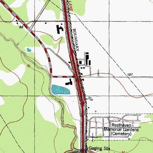 Topographic Map of Interchange 62, TX