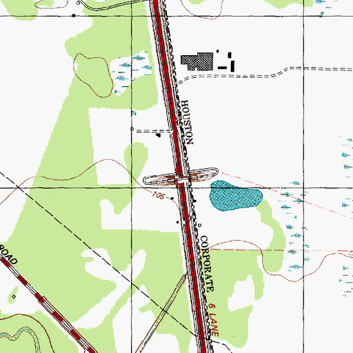 Topographic Map of Interchange 63, TX