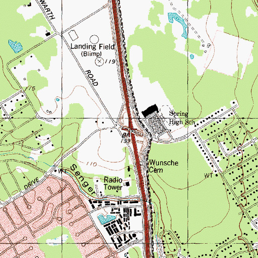 Topographic Map of Interchange 68, TX