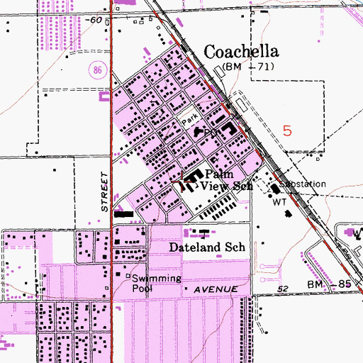 Topographic Map of Palm View Elementary School, CA