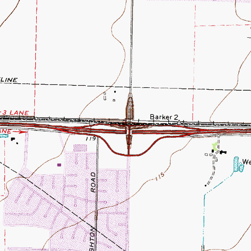 Topographic Map of Interchange 747, TX