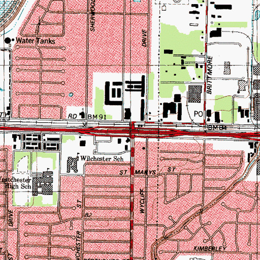 Topographic Map of Interchange 755, TX