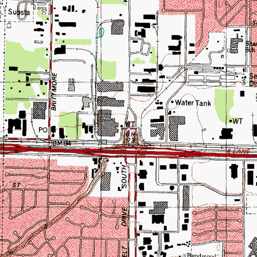 Topographic Map of Interchange 756A, TX