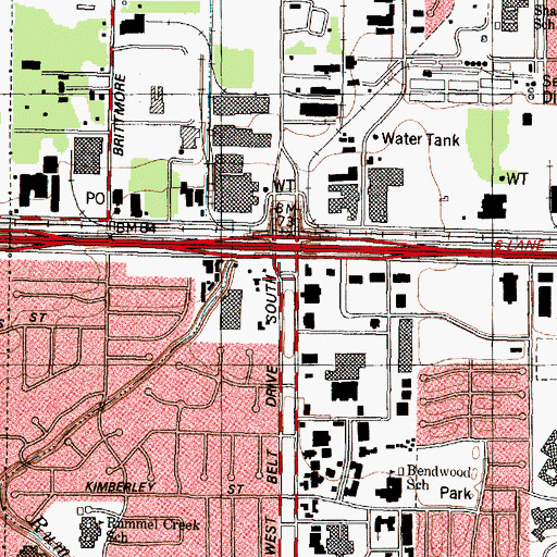 Topographic Map of Interchange 756B, TX