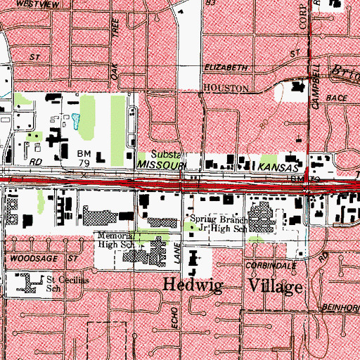 Topographic Map of Interchange 758B, TX