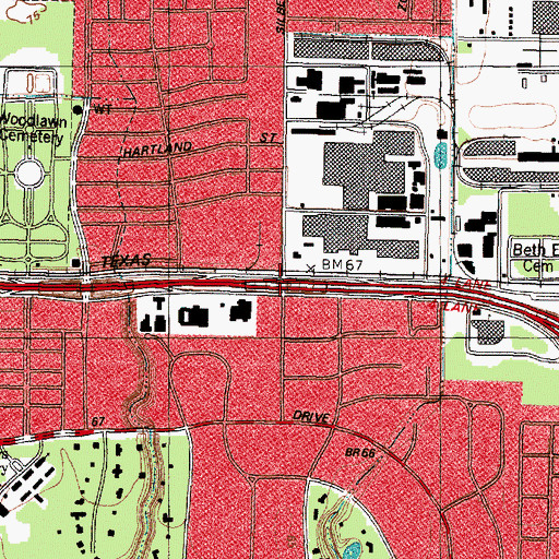 Topographic Map of Interchange 761B, TX