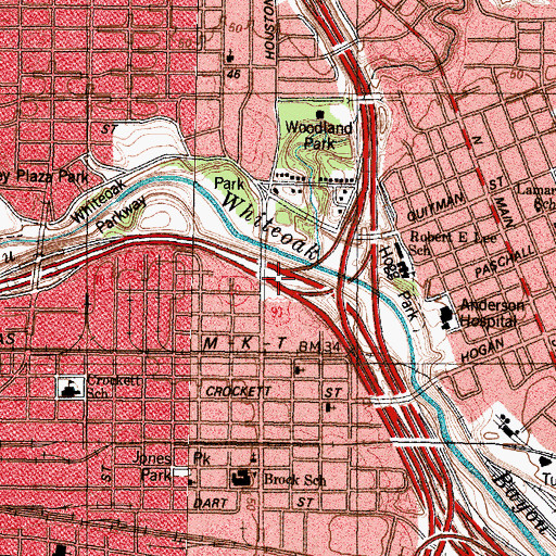 Topographic Map of Interchange 768A, TX