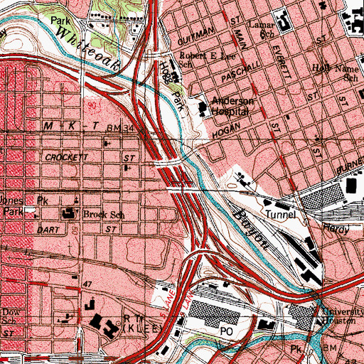 Topographic Map of Interchange 768B, TX