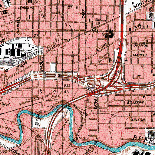 Topographic Map of Interchange 770A, TX