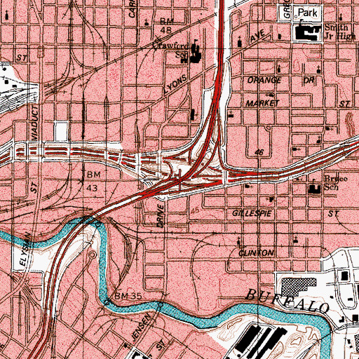 Topographic Map of Interchange 770C, TX