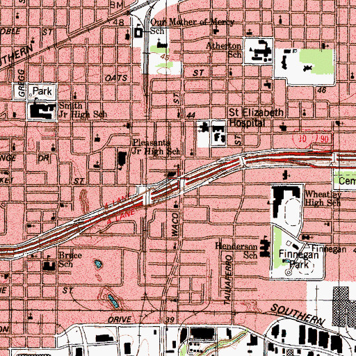 Topographic Map of Interchange 771A, TX