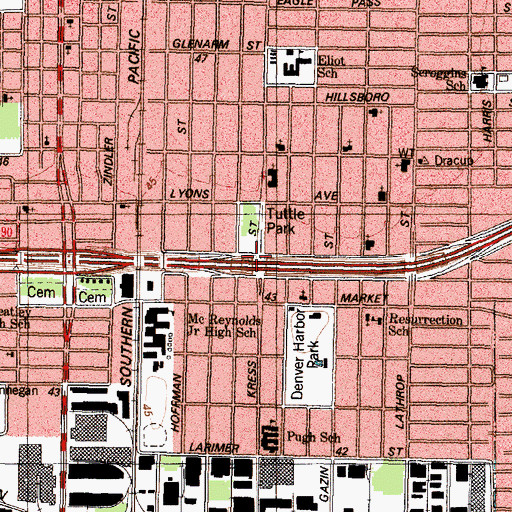 Topographic Map of Interchange 772, TX