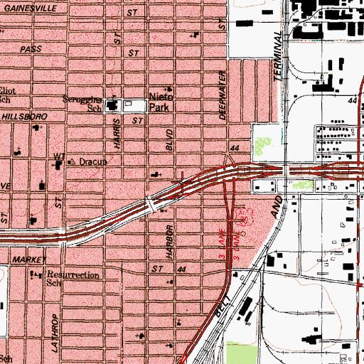 Topographic Map of Interchange 773B, TX