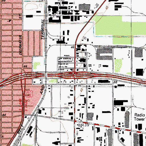 Topographic Map of Interchange 774, TX