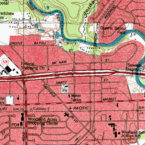 Topographic Map of Interchange 778B, TX