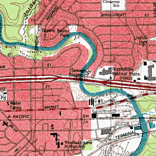 Topographic Map of Interchange 779A, TX