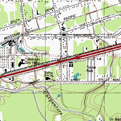 Topographic Map of Interchange 782, TX