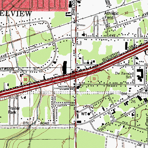Topographic Map of Interchange 783, TX