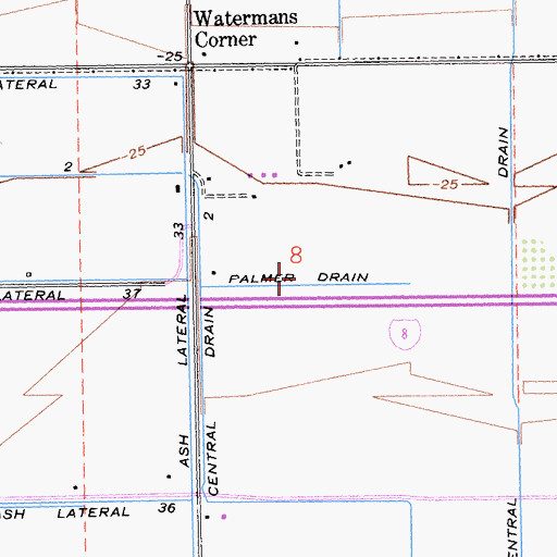 Topographic Map of Palmer Drain, CA