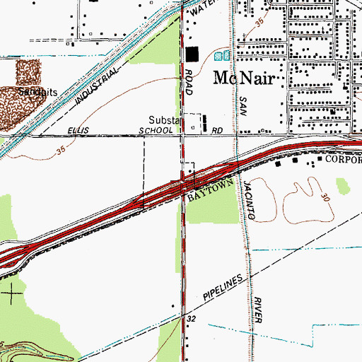 Topographic Map of Interchange 789, TX