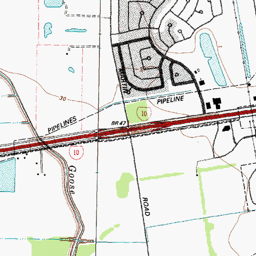 Topographic Map of Interchange 791, TX