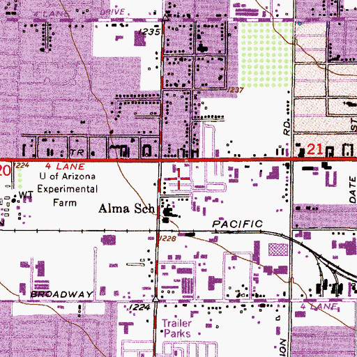 Topographic Map of Apache West Mobile Village, AZ