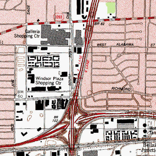 Topographic Map of Interchange 8C, TX