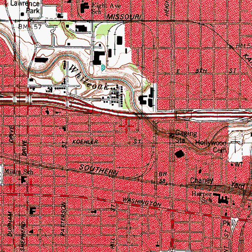 Topographic Map of Bayshore Center for Psychiatry and Chemical Dependency, TX