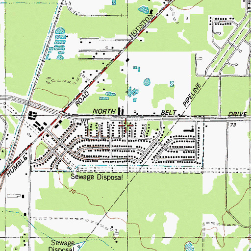 Topographic Map of North Belt Baptist Church, TX