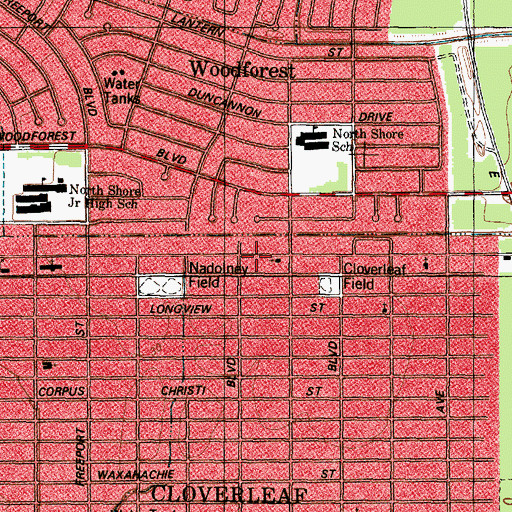 Topographic Map of Northshore Community Baptist Church, TX
