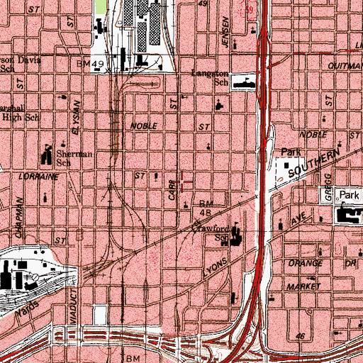 Topographic Map of Northside Antioch Baptist Church, TX