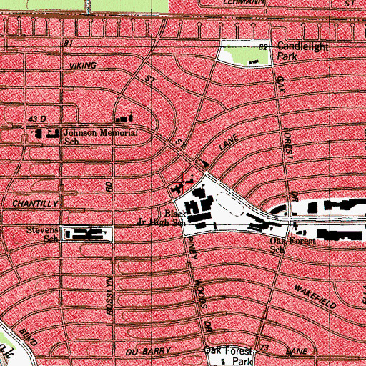 Topographic Map of Oaks Presbyterian Church, TX