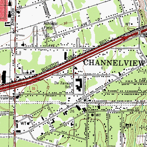 Topographic Map of Old River Terrace United Methodist Church, TX