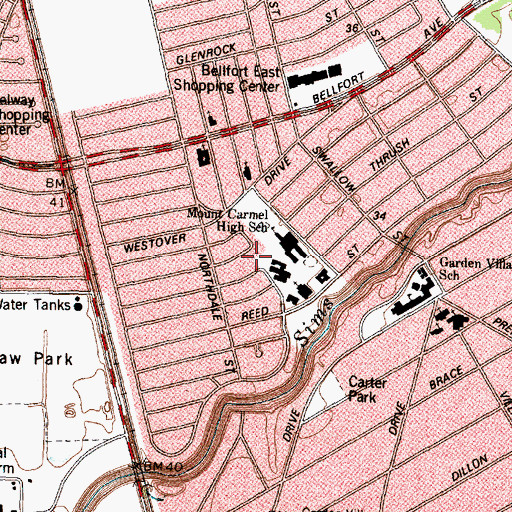 Topographic Map of Our Lady of Mount Carmel Church, TX