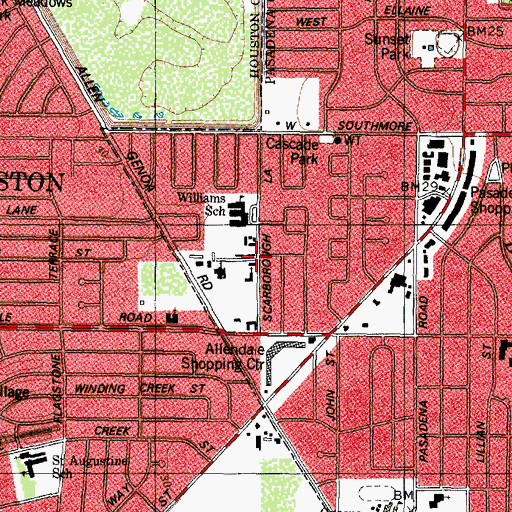 Topographic Map of Pasadena Brethren Church, TX