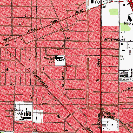 Topographic Map of Philadelphia Missionary Baptist Church, TX