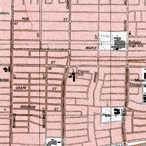 Topographic Map of Pilgrim Lutheran Church, TX