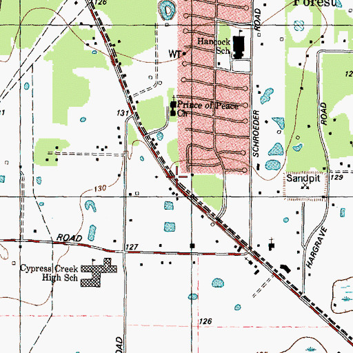 Topographic Map of Prince of Peace Catholic Community, TX