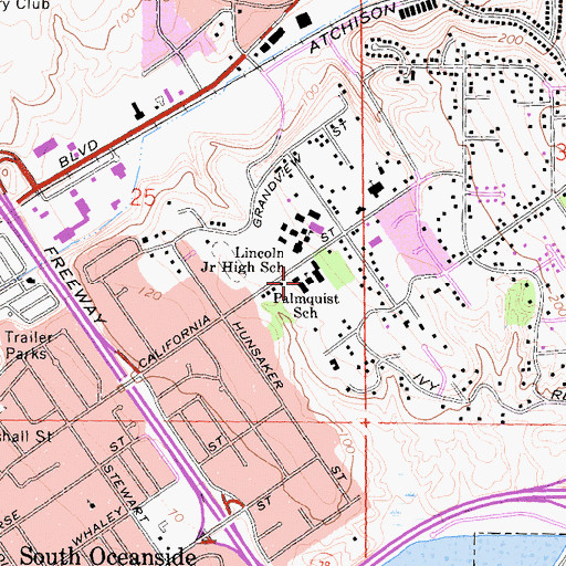 Topographic Map of Palmquist Elementary School, CA