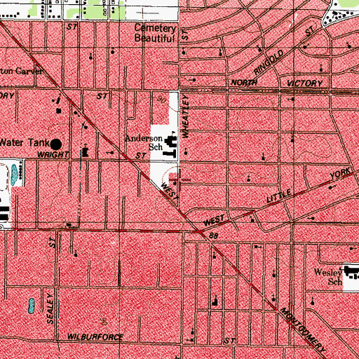 Topographic Map of Reunion Missionary Baptist Church, TX