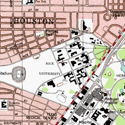 Topographic Map of Rice Memorial Chapel, TX