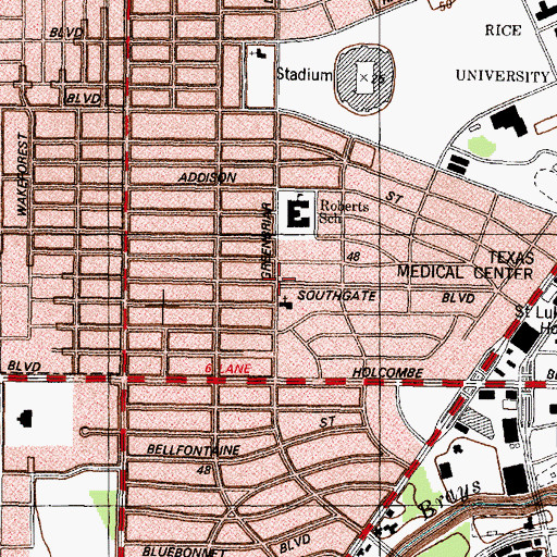 Topographic Map of Rice Temple Baptist Church, TX