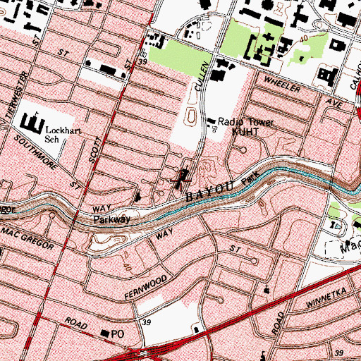 Topographic Map of Riverside United Methodist Church, TX
