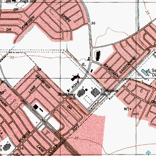 Topographic Map of Sagemont Presbyterian Church, TX